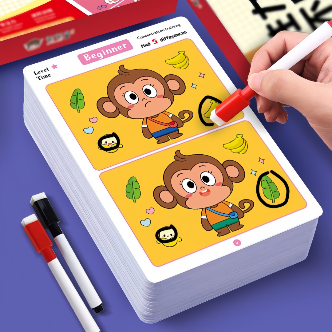 Kids Education Level - Vind verschillen Kaartspel Herbruikbare cartoon-educatieve puzzel