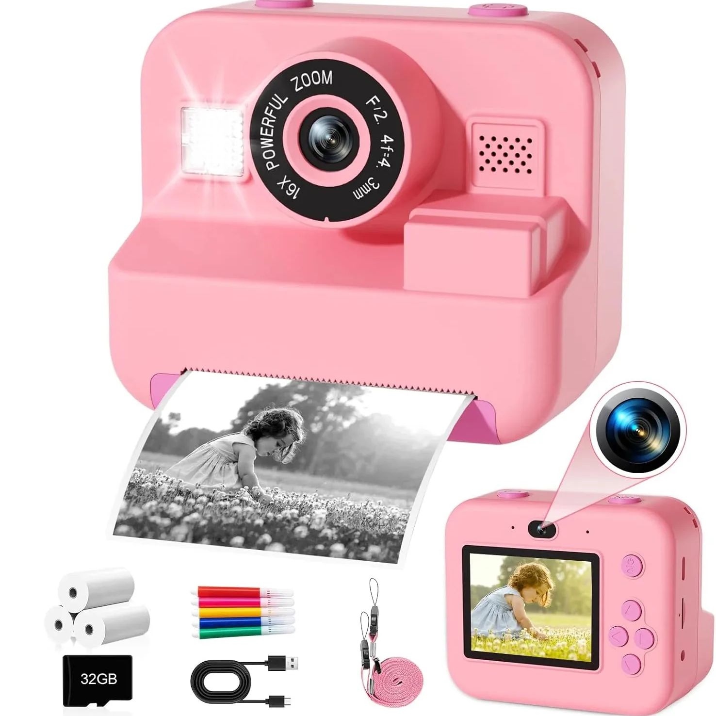 Kids Education News - newInstant Print Camera Met 32G Kaart