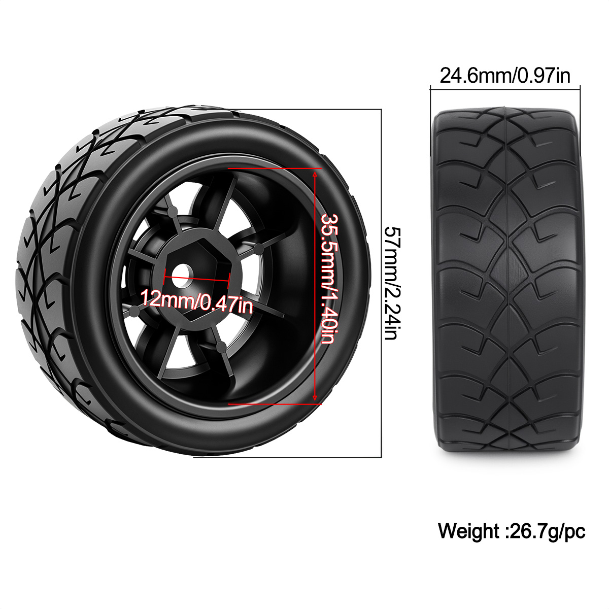 4 stuks 12mm Hex rubberen race - Tamiya Model Rc Car recensie en prijs