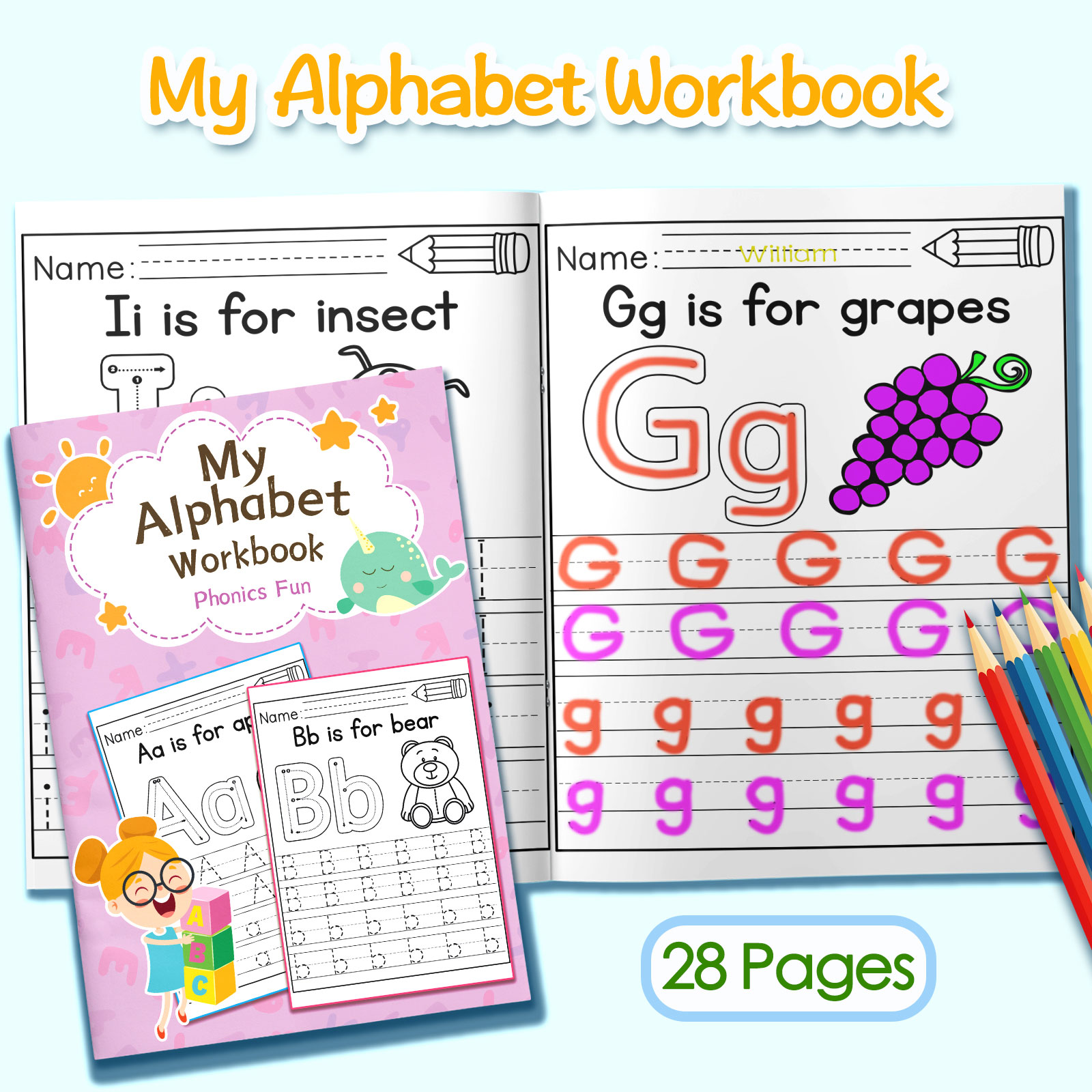 Kleurboek met alfabetwoorden e - Kids Education Age recensie en prijs