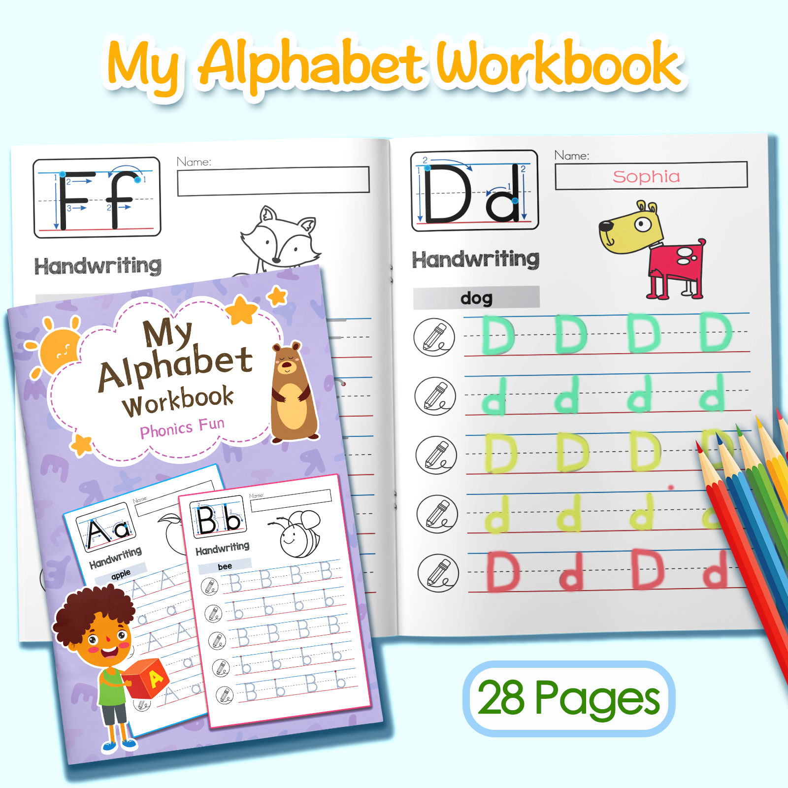Kleurboek met alfabetwoorden e - Kids Education Age recensie en prijs